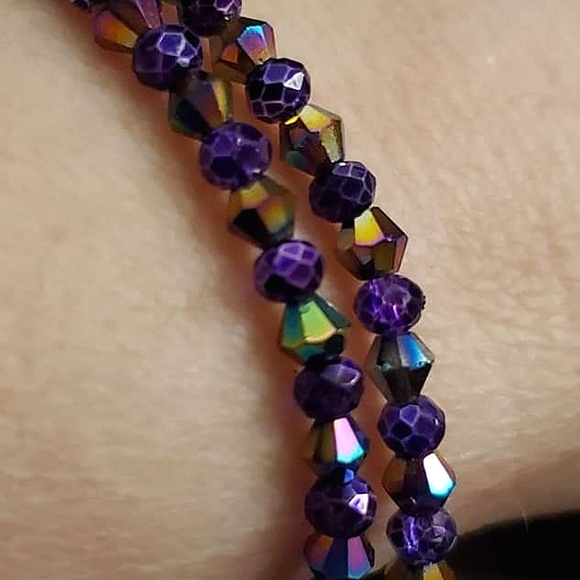Handmade by me purple beaded double bracelet. - Picture 3 of 3